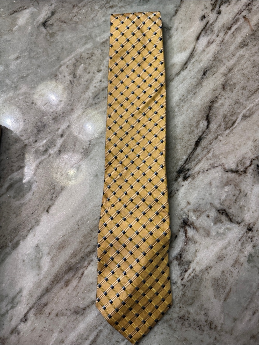Tommy Hilfiger Yellow Gold Plaid Silk Tie